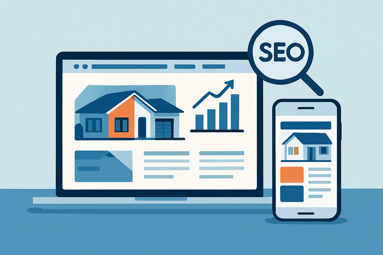 Example of a remodeling website displaying well-optimized local SEO pages on both desktop and mobile.