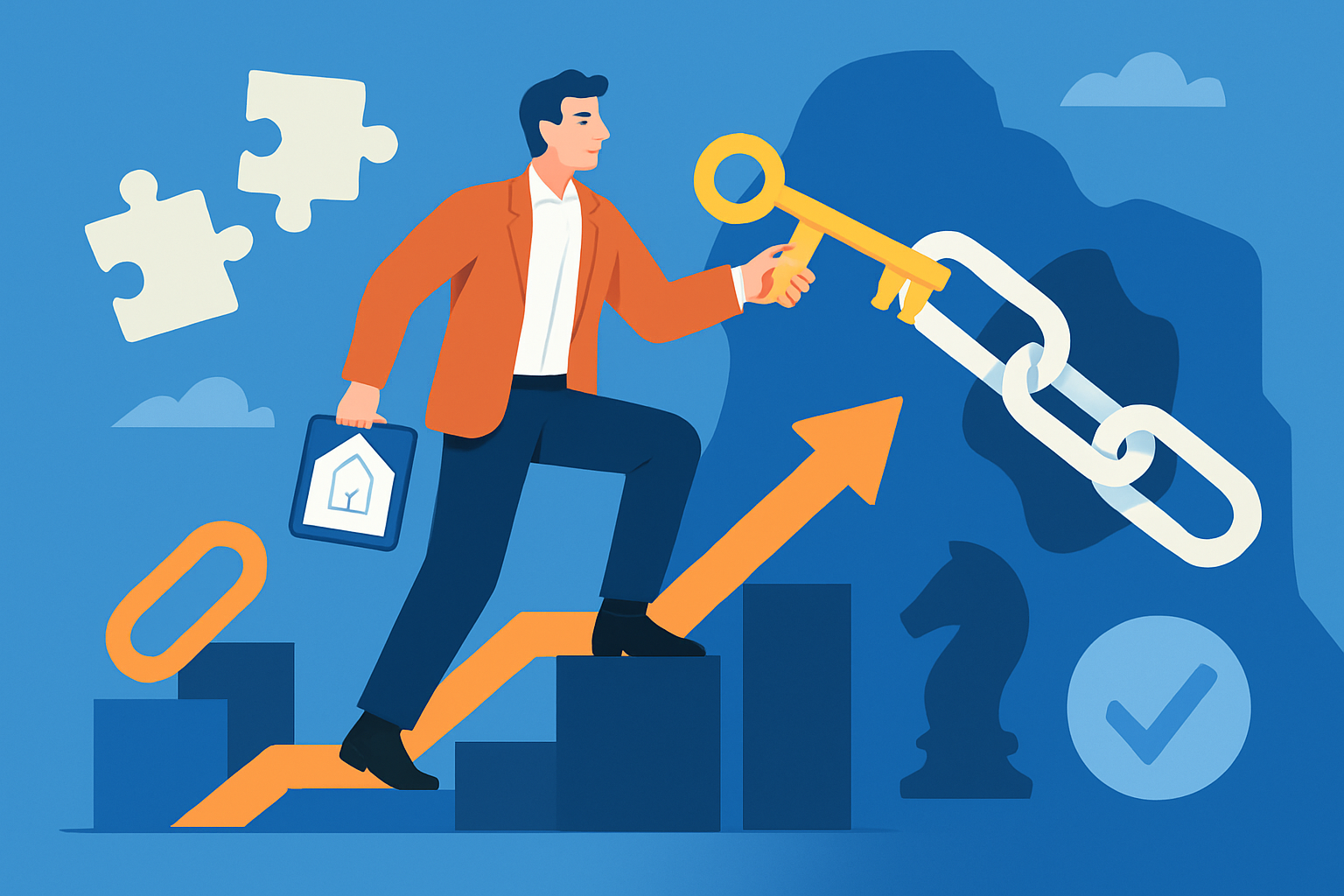 Visual representation of overcoming common backlink building challenges in real estate