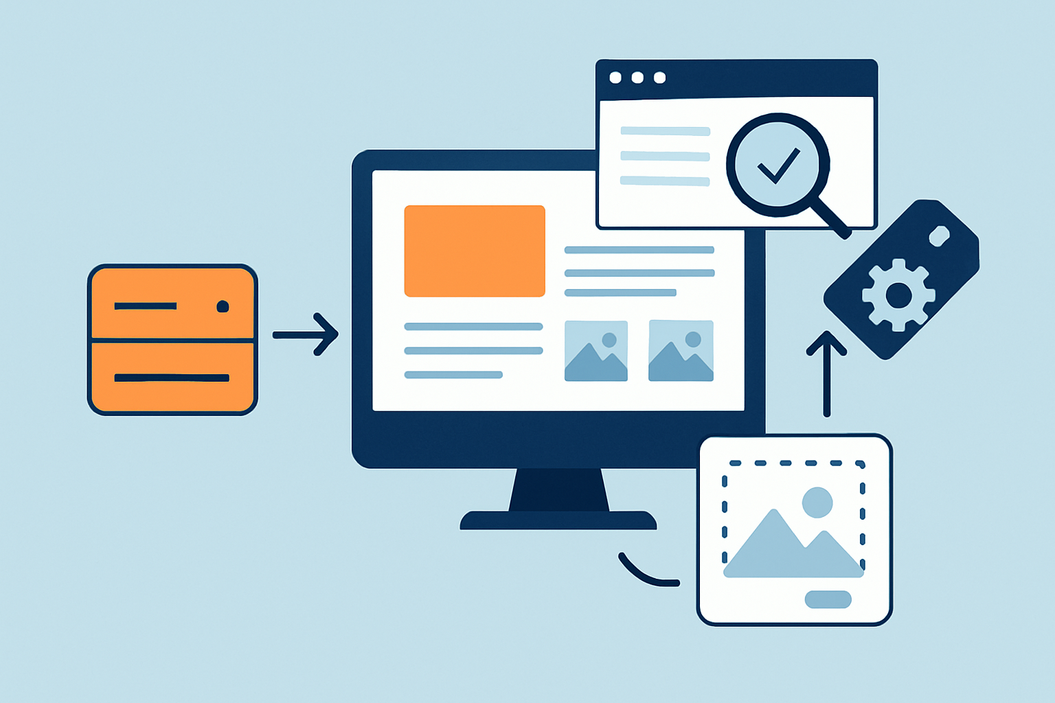 Visual diagram showing how client-side rendering works and key SEO optimization techniques applied in SPAs