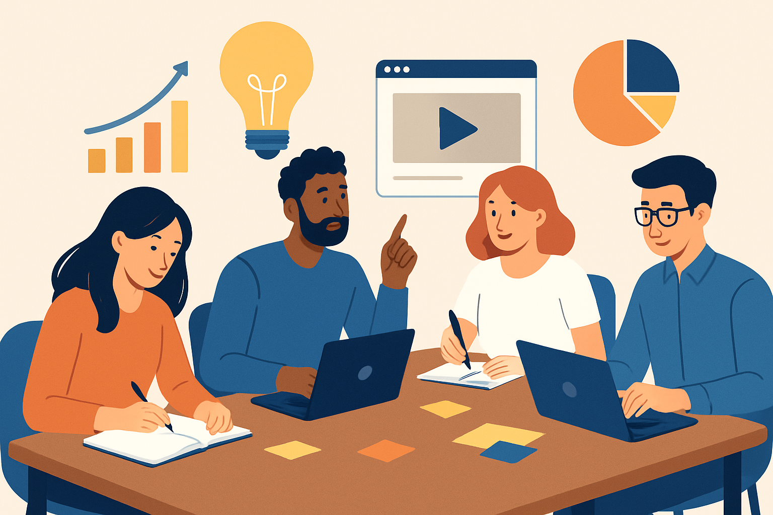 Marketing team developing a strong content foundation to enhance online reputation SEO