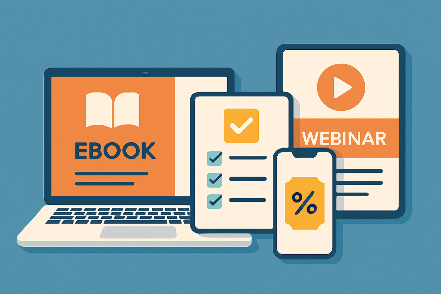 Examples of common lead magnet types used in affiliate marketing such as ebooks, checklists, webinars, and coupons