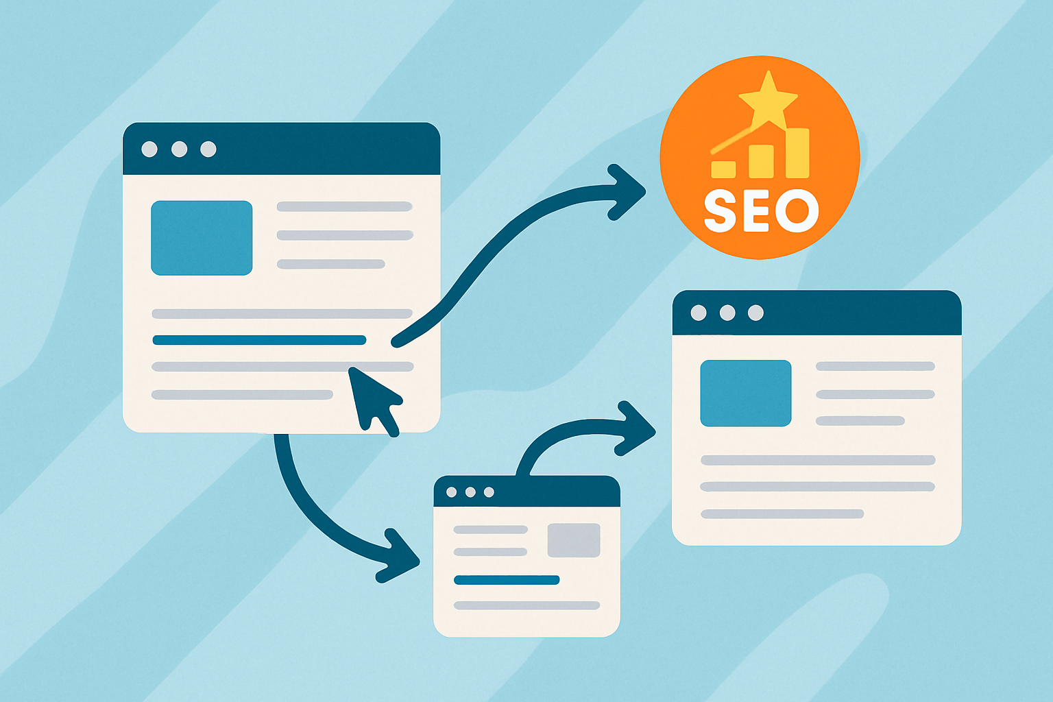 Visual representation of how contextual links connect relevant web pages and boost SEO rankings.