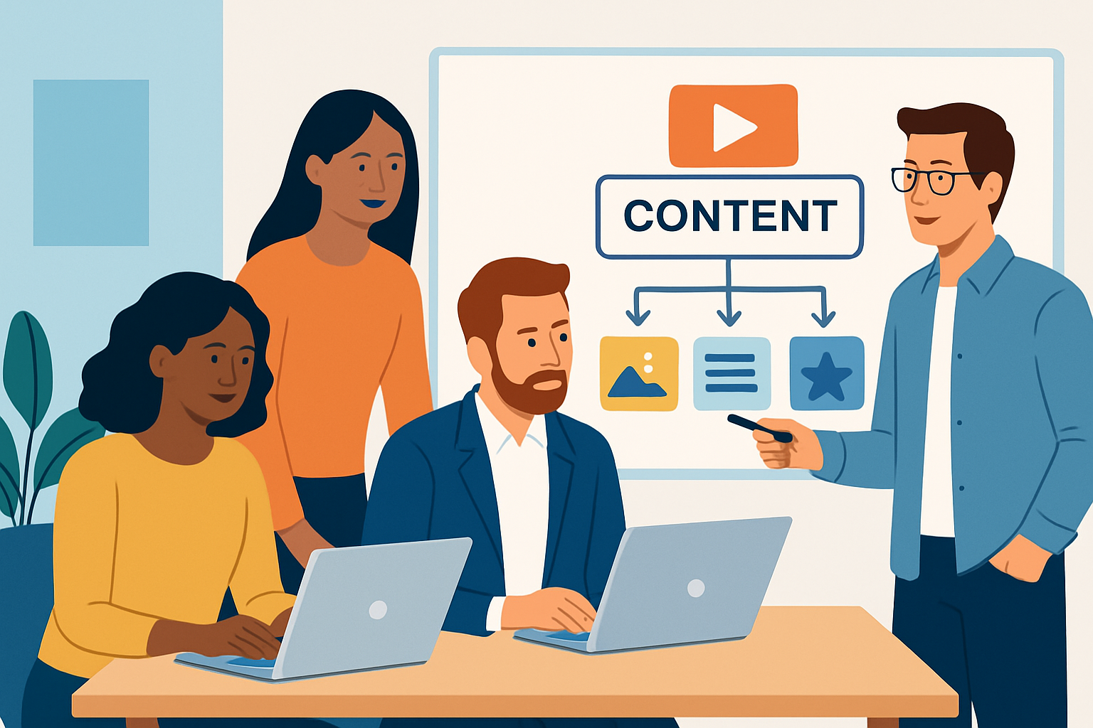 Which departments should be involved in creating content?