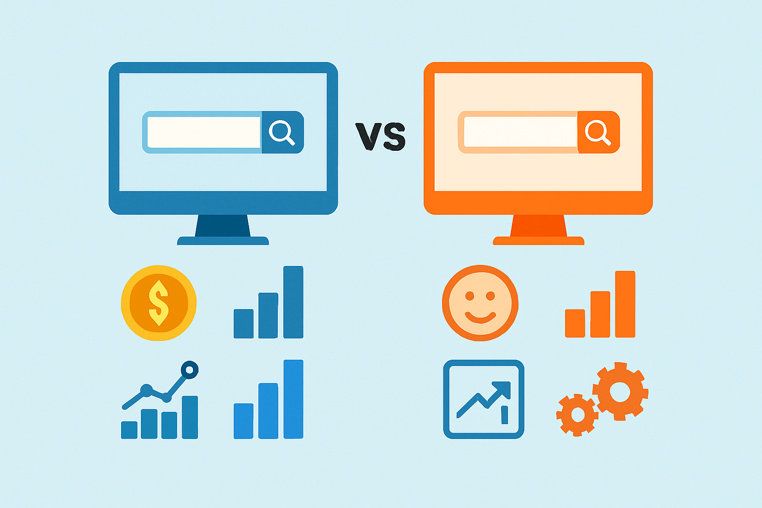 Graphical representation of features comparison and user suitability for Moz and Mangools.