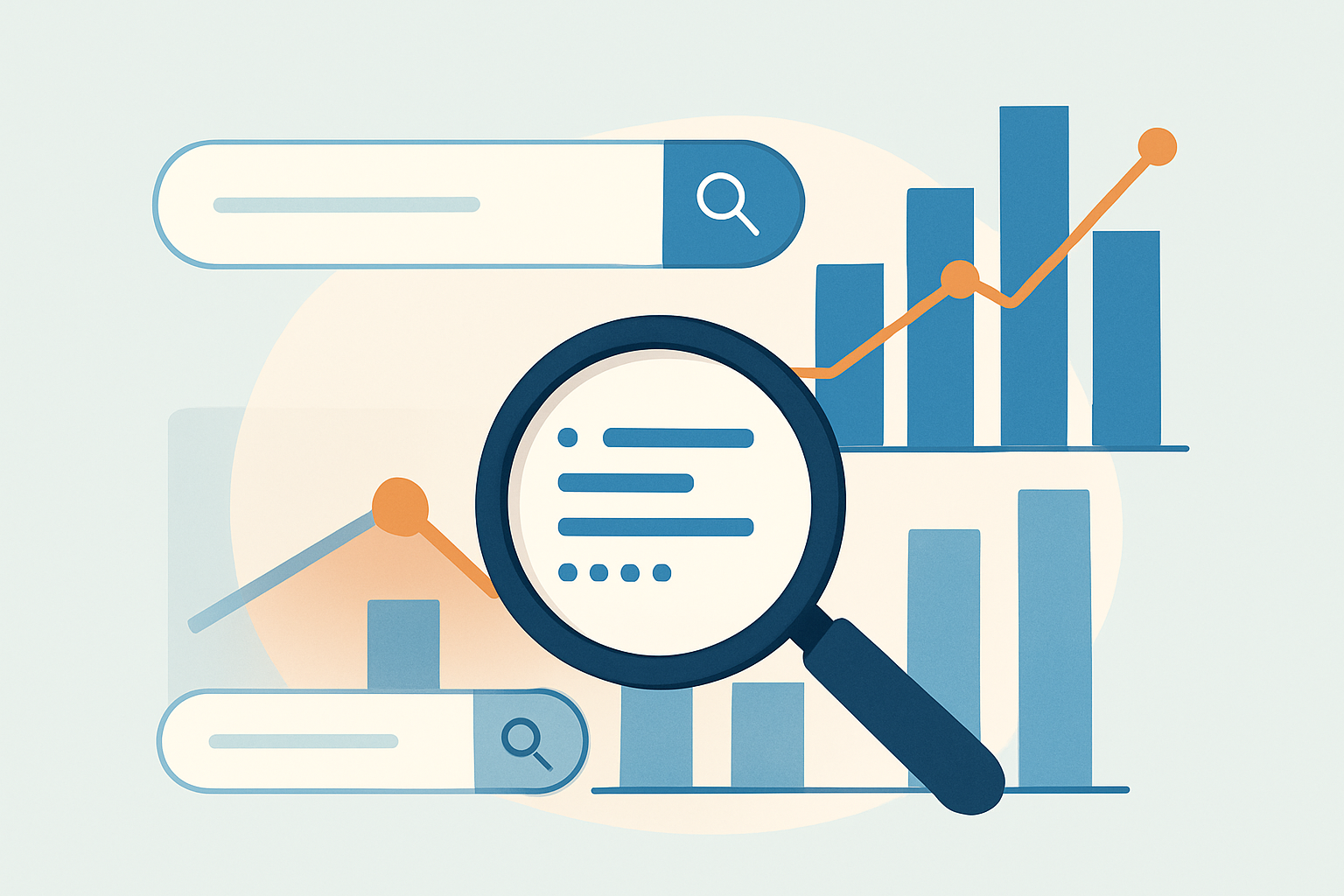 Visual representation of the keyword research process, emphasizing analysis and strategy planning in SEO